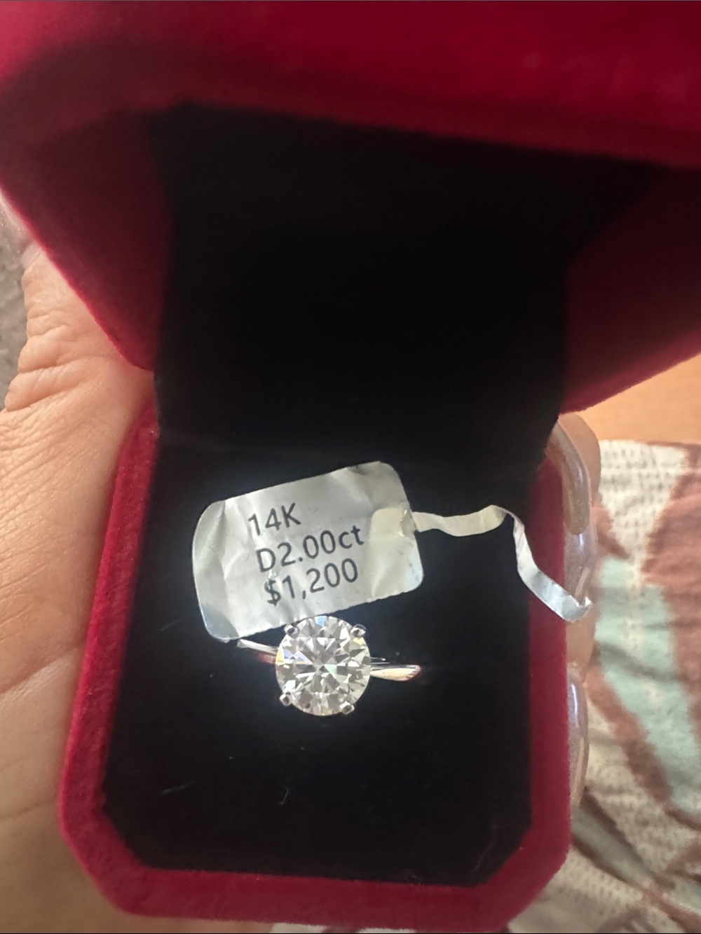 14K White Gold Solitaire Moissanite with Clear Round Stone -